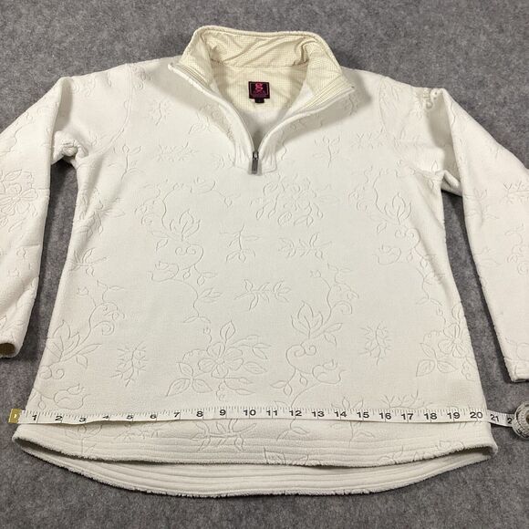 Gear For Sports Women’s Fleece Floral Cream 1/4 Zip Pullover Size Small Golf Top - Picture 15 of 16